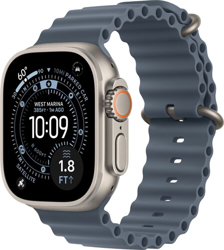 Apple Watch Ultra 3 49mm натуральный титан с синим ремешком