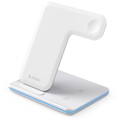 Зарядная станция Deppa Charging Stand Neo 20W (3-в-1 для iPhone + Apple Watch + AirPods) белый