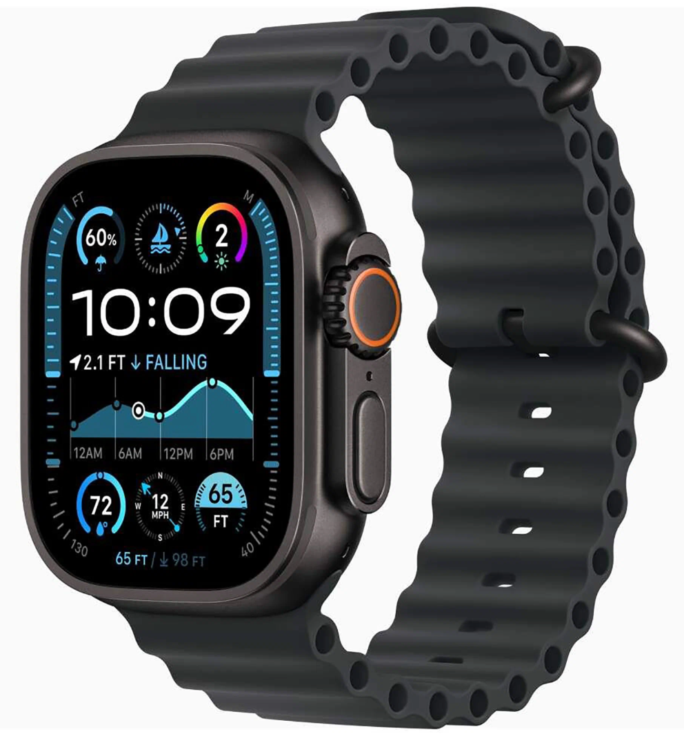 Apple Watch Ultra 2, 2024, 49mm, титановый черный с черным ремешком